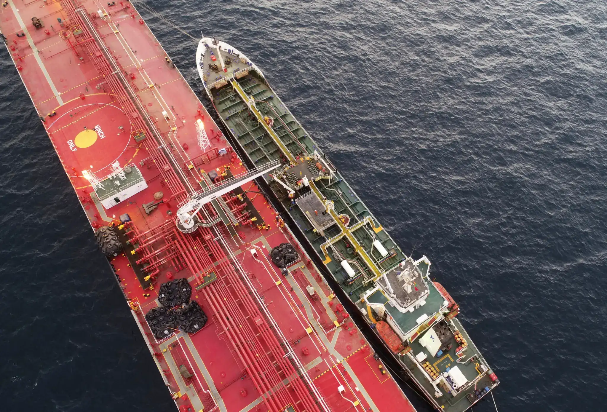 Seven Ocean Bunkering Operations — Bunker barge alongside tanker